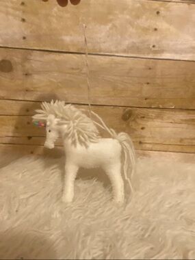 The Silk Road Bazaar Felted Wool Unicorn Christmas Ornament 6"